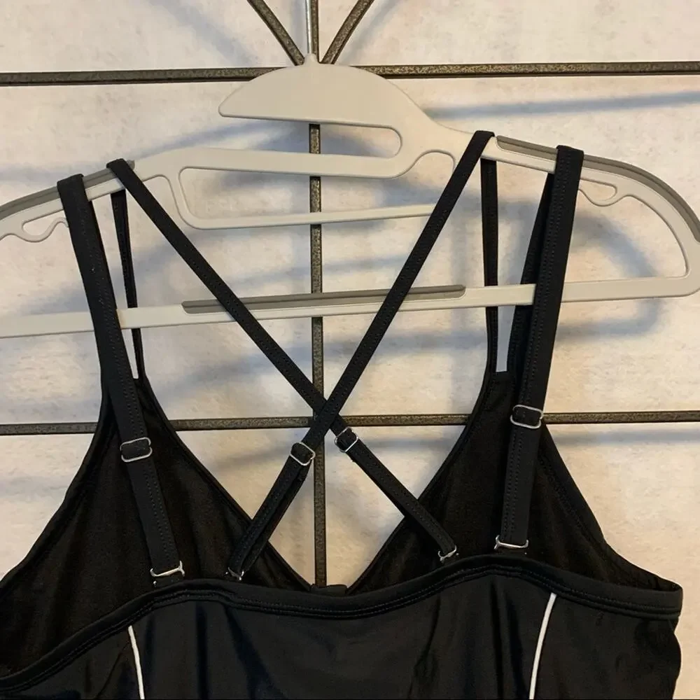 Swim Dress Black‎ and White Chevron Pattern